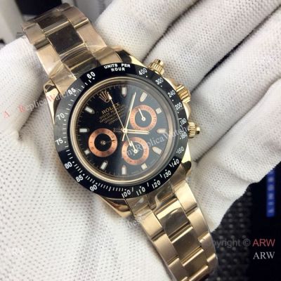 AAA Replica Rolex Daytona 40mm Watches Rose Gold Black Ceramic